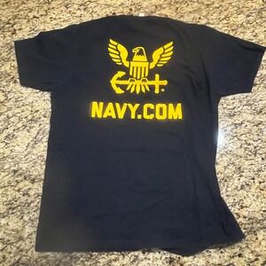 US Navy Forged By The Sea Graphic T-Shirt Black Yellow Mens Size L